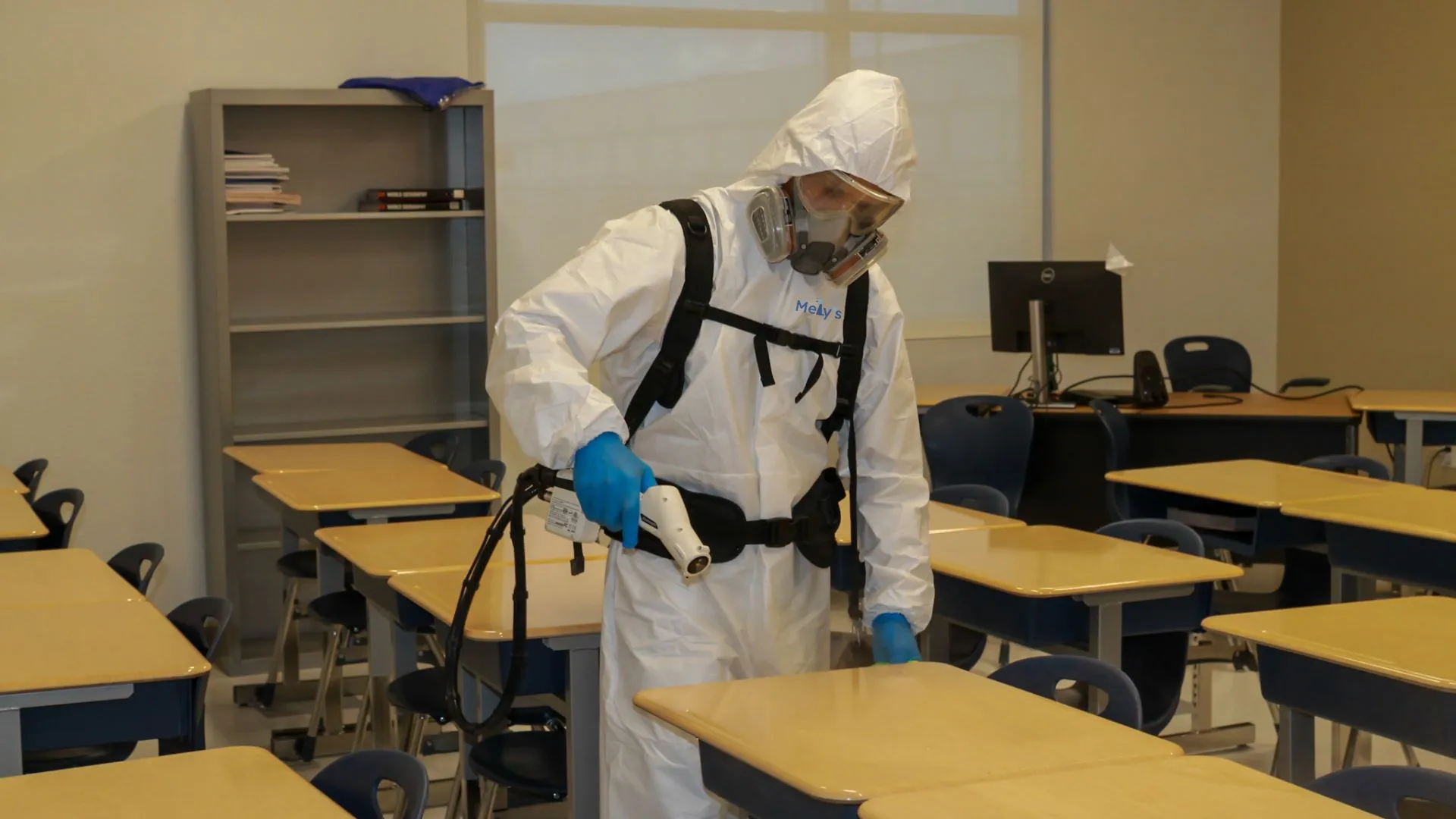 Daily janitorial in progress