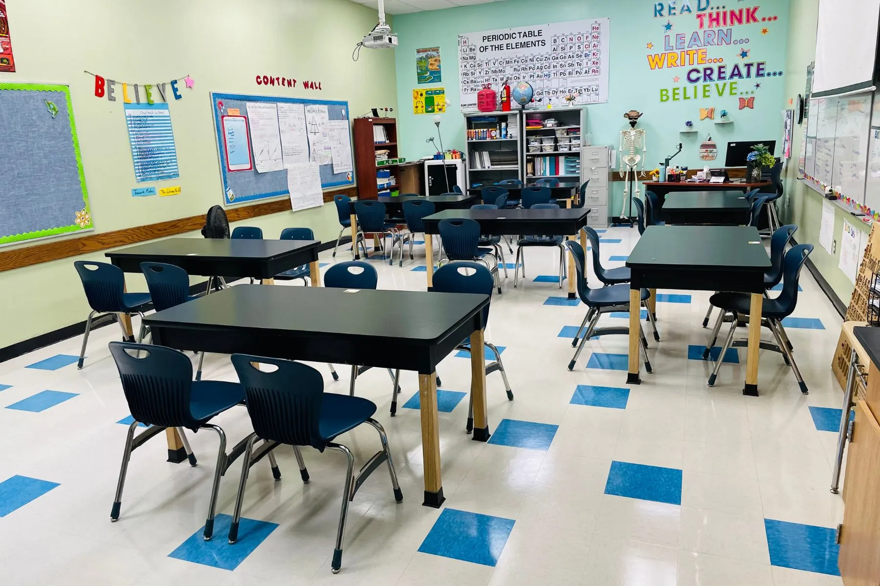 K-12 classroom in clean state